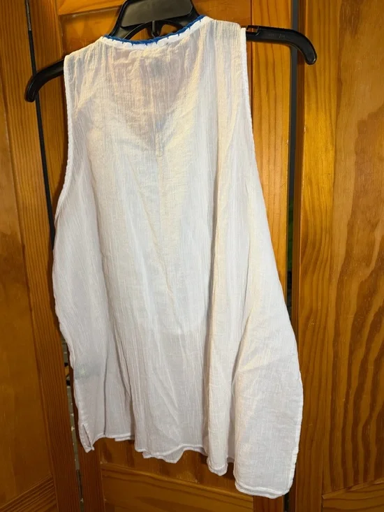 Ralph Lauren White Sleeveless Tank Top with Blue Embroidery Size XL - Picture 4 of 5